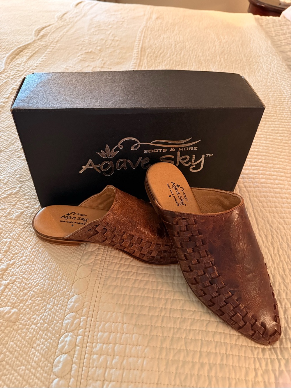 Agave Sky Leather Slide/Mule Shoe